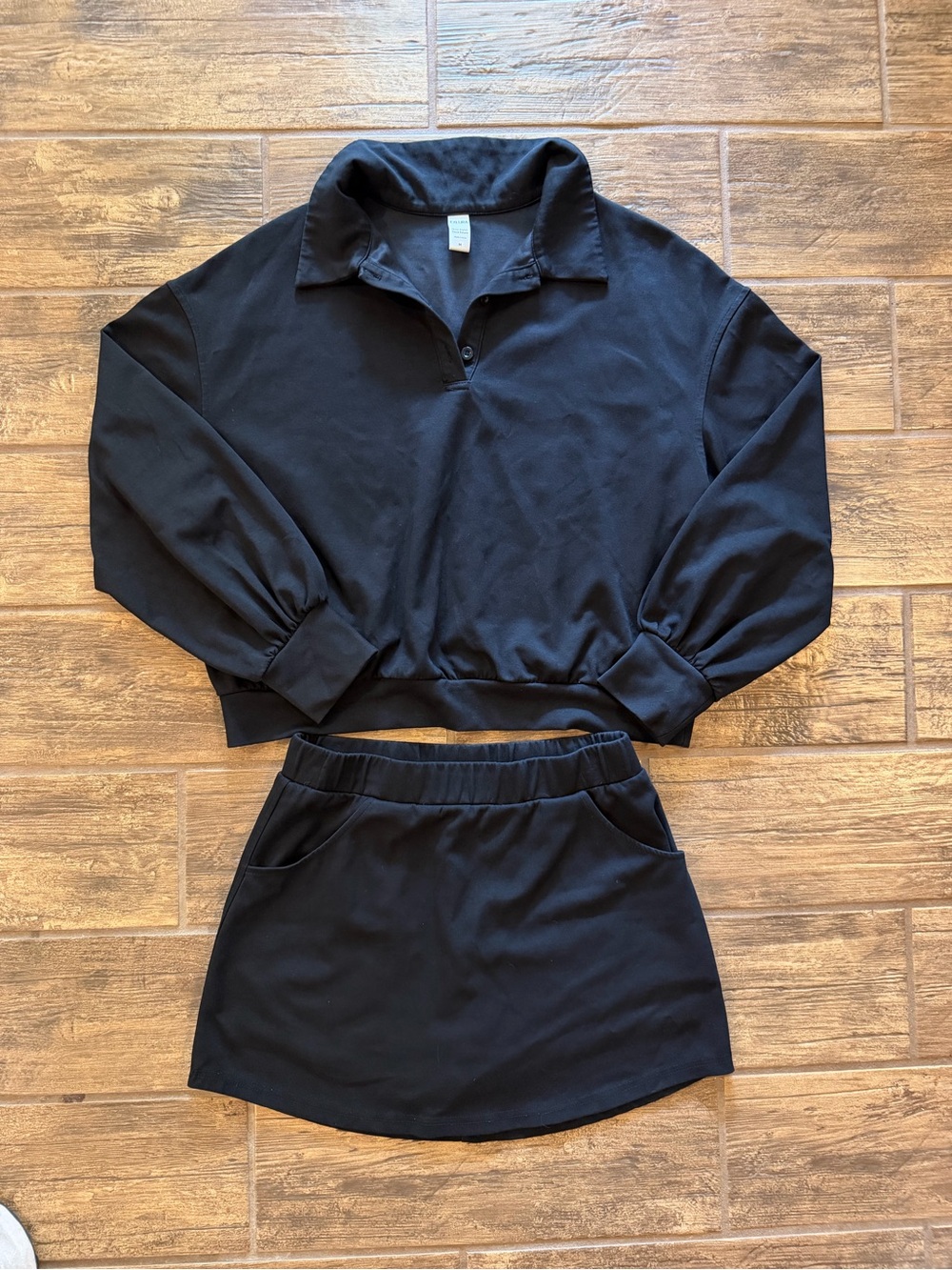 Exlura 2-piece Polo Sweatshirt Skort Set